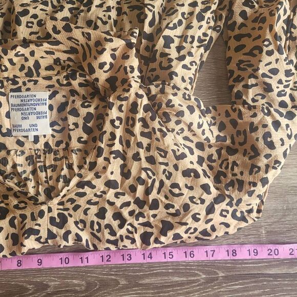 Baum Und Pferdgarten Womens 4 34 Amber Midi Dress Leopard Print Smocked Waist - Picture 14 of 14